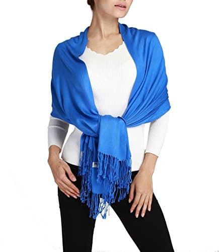 Butterfly Rose Silky Soft Solid Premium Pashmina Shawl Wrap Scarf Stole 78"x 29" (Royal Blue)