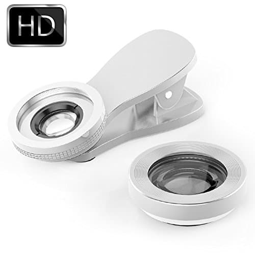 NATAMO 3-IN-1 Cell Phone Camera Lens Kit Include 140 Degree Wide Angle & 15X Macro Lens & LED Selfie Flash Light Universal HD Clip-on Camera lenes for SmartPhone Tablet Laptop