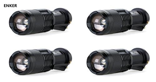 ENKER Ultra Fire Bright Mini LED Flashlight Tactical Pocket Light, Refund High-Powered Home Tools With Plastic case, Water Resistant Handheld Torch with Zoom Function (4 Pack)