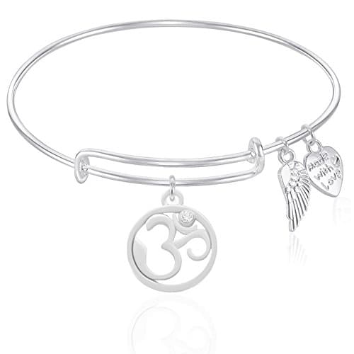YOGA AUM Om OHM Expandable Wire Bangle Bracelet GIFT BOXED