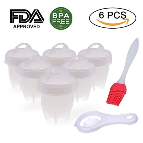 Egglettes Egg Cooker - Silicone Egg Boiler without Shell Egg Cooker Set Egg Cups (White, 8 Packs)