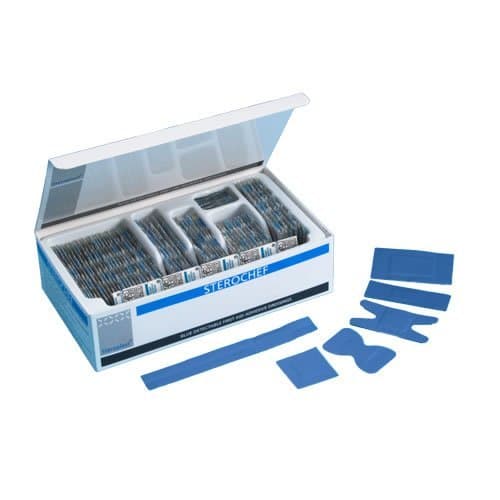 Sterochef - Blue Detectable Plasters - Assortment Box (with Divider) by Sterochef