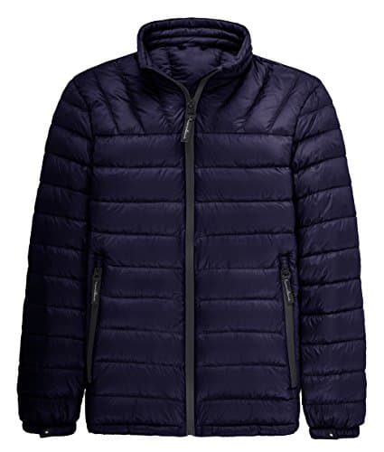 FADTOP Men's Packable Ultra Light Weight Stand Collar Down Puffer Jaket Coat