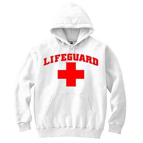 Lifeguard White Only Logo Unisex Medium White Hoodie