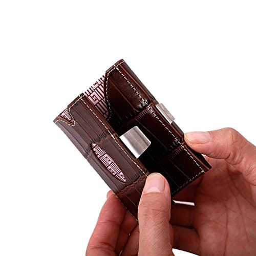 Slim Front Pocket Purse RFID Blocking Bifold Money Clip Leather Card Case Wallet With Locking Device For Men And Women