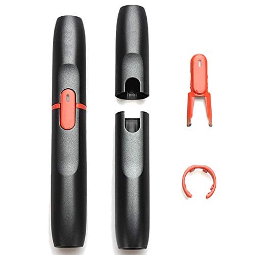 for IQOS Cap Holder Set Repair Accessories Button Ring Cap Replaceable Case for IQOS2.4 Plus E-Cigarette (Black-Set)