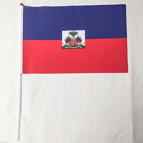 Haiti 12-Pack 4 x 6 Inch Polyester Country Hand Flags Desk Waving Parade