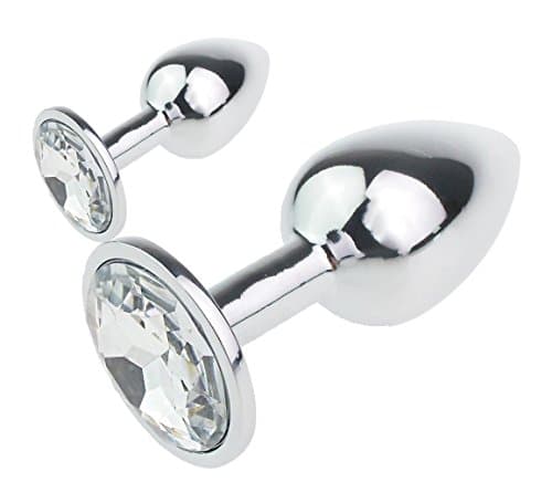 IRRANA 2pcs(M+S) Suppository Gem Stimulation Jeweled Butt Plug Personal Massage Toys for Beginner (Diamond)