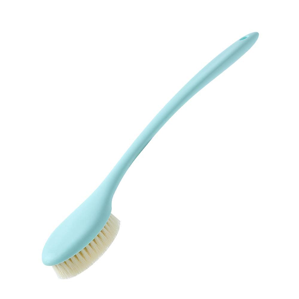 BENOSS Bath Body Brush Shower Back Scrubber with 11" Non-slip Long Handle for Cellulite and Exfoliating (Blue)