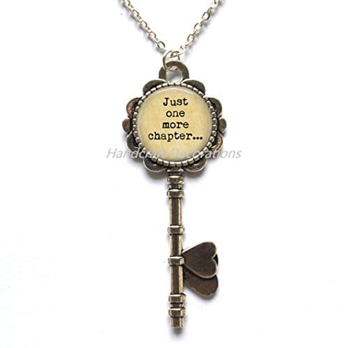Just one more chapter Book Lover Key Necklace - Book Key Necklace - Book Jewelry - Book Lover Jewelry - Librarian Jewelry - Gift for Reader - Graduation Gift.F291