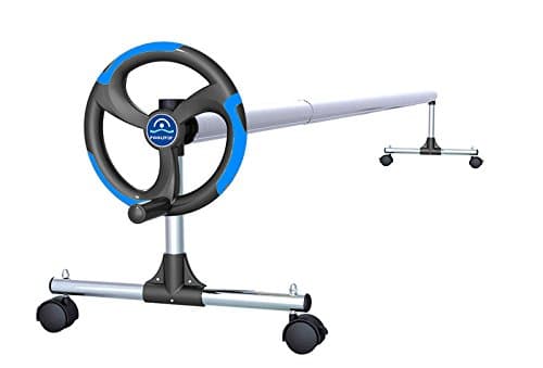 SunSolar Pool Cover Reel Set for In-Ground Pool — 3-Piece Aluminum Telescoping Pole with Spinning Reel — Buckle and Straps for Attaching a Pool Cover — Wheeled Base for Easy Moving — 18 Feet