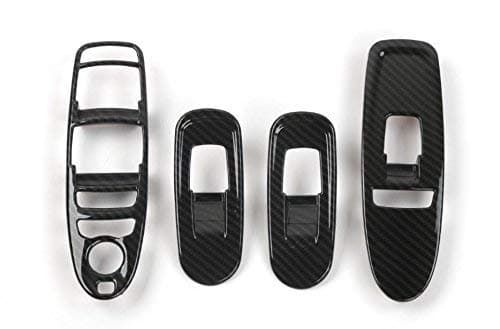 FMtoppeak 4Colors Car Interior Accessaries Window Lift Switch Button Cover Trims Stickers ABS for Nissan Patrol 2017 (Carbon Fiber)