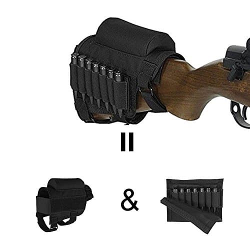 VOMHOME Portable Adjustable Tactical Buttstock Shell Holder Cheek Rest Pouch Holder Pack With Ammo Carrier Case (Black)