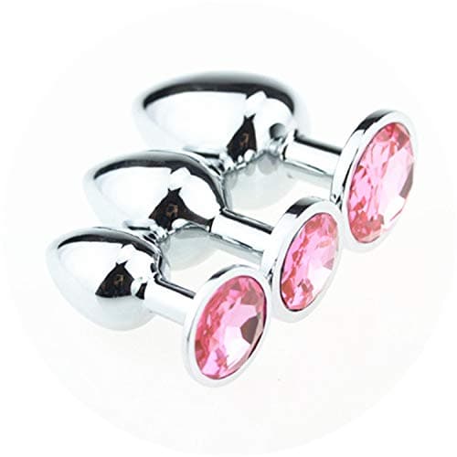 E 3 Pcs/Set Funny Toys Metal P-Lug Large Medium Smallfunny Toys for Women Men Couple Ass P-Lug,Pink