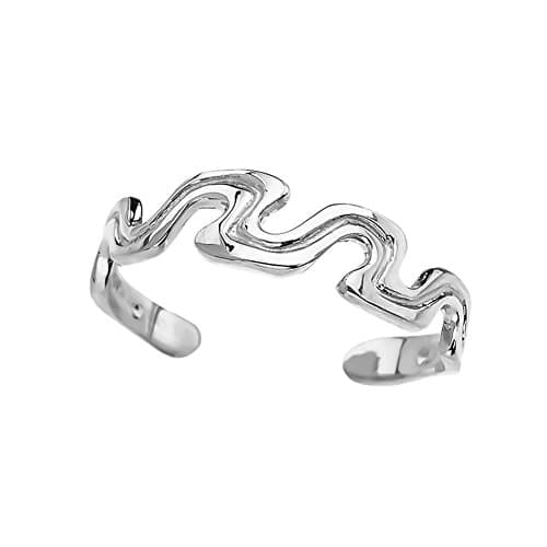 Elegant 10k White Gold Open Wavy Design Toe Ring