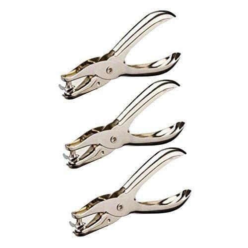 CDOFFICE 3 Pcs Hand Punch Metal Hole Punchers Single Hole Punch Paper Puncher for School, Home and Office (1/4 inch Hole)