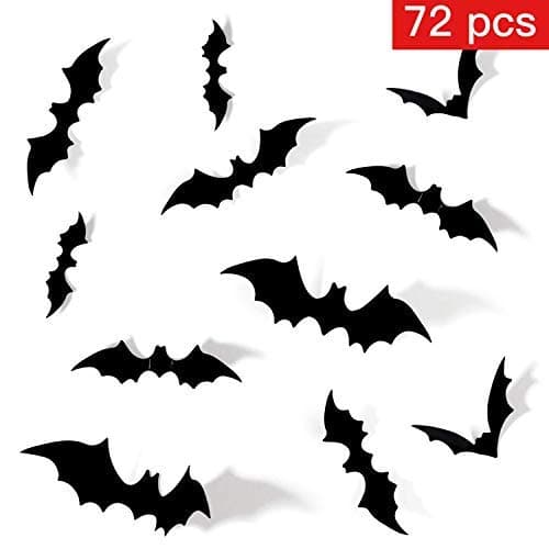 Unihoh Halloween Bats Decor Home Decor Sticker Removable Bat Wall Stickers Halloween Bat Decoration Halloween Bat Stickers(72 Pcs)