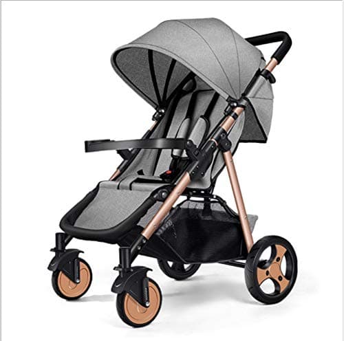 QZX Pushchairs Baby Pram Foldable Adjustable Jogger Travel stroller System Winter And Summer Child Trolley Light Baby Carriage (Grey)