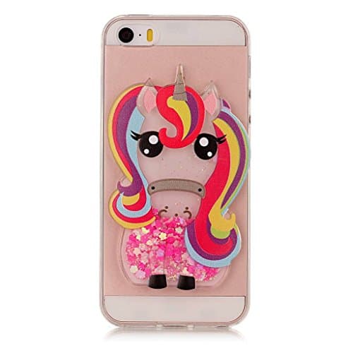 Iphone 7 Plus Case,XIHUA Glitter Liquid Floating Luxury Bling Sparkle Quicksand Star Transparent TPU Case Cover for iPhone 7 Plus - Color horse Rose Red