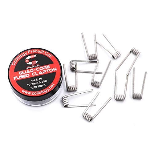 10 x PREMADE COILOLOGY Quad CORE COILS 3MM DIAM 0.28Ω No Nicotine