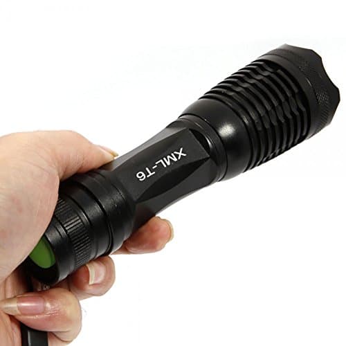 XM-L T6 LED 1800LM 5-Mode White Light Flashlight Black with Charger and Battery Set