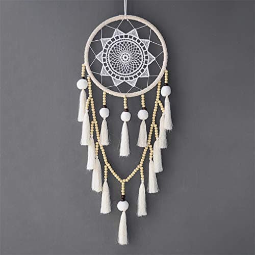 XiaoMtou Macrame Dream Catchers Wall Hanging - Handmade Woven Boho Dreamcatcher Home Decor Dream Catcher (White)