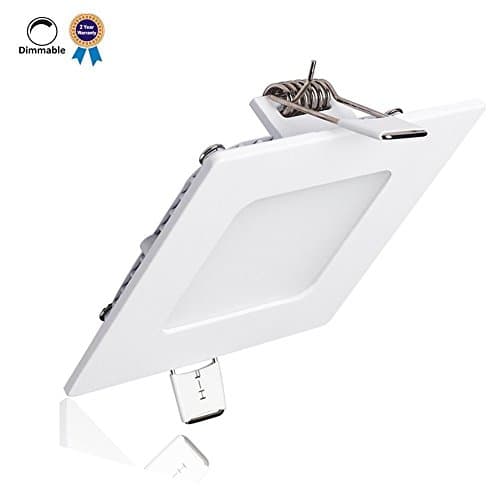 LED Panel Light, SunGlobal 12W Dimmable Square Ultra-thin Recessed Ceiling Light, 80W Incandescent Equivalent, 960lm, Warm White 3000K, Cut Hole 6.1 Inch, Downlight with 110V LED Driver