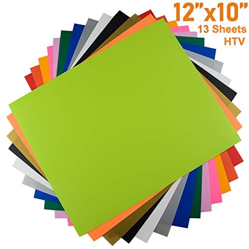 HTV Iron on Heat Transfer Vinyl 13 Pack 12" x 10" by KISSWILL, 13 Assorted Colors HTV Vinyl Bundle Compatible with Cricut & Silhouette Cameo, Heat Press Vinyl for T-Shirts