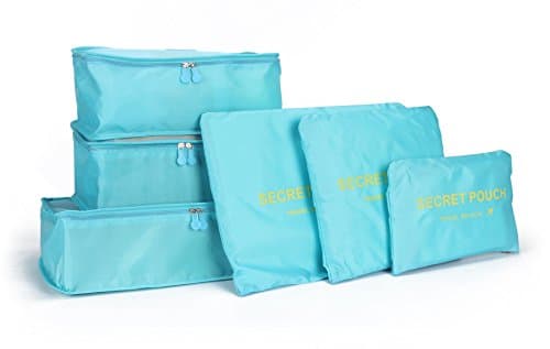 Packing Cubes 6 Pcs, ELCM Multi-functional Travel Storage Bags for Clothing Luggage Organizer Pouches (blue)