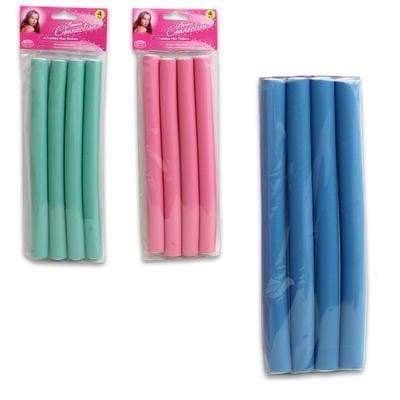 5 Pk, Glamour Connection Assorted Foam 3/4 X 9 Inches Twistee Hair Rollers- 4 Roller Pack (20 Rollers Total)