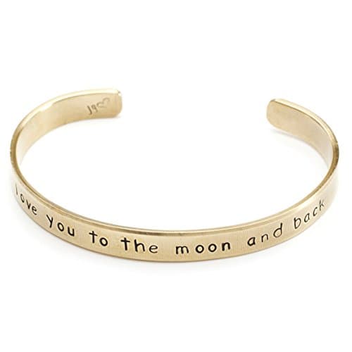 I Love You to The Moon and Back MEDIUM Brass Cuff, 6" Cuff Bracelet, Handmade Inspirational Jewelry Bracelet