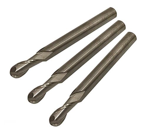 NEW G Zero Industrial - 3-Pack Ball Nose End Mill Set, 1/4" diameter, 2 flute, 5/8" LOC, 2-1/2" OAL