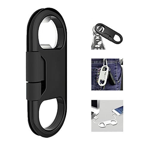 Keychain Charging Cable, Longess Fast Charger Lightning USB to 8 Pin Cord with Bottle Opener for Apple iPhone 5 / 5S /5C/ 6/ 6S/ 6 Plus ( Black )