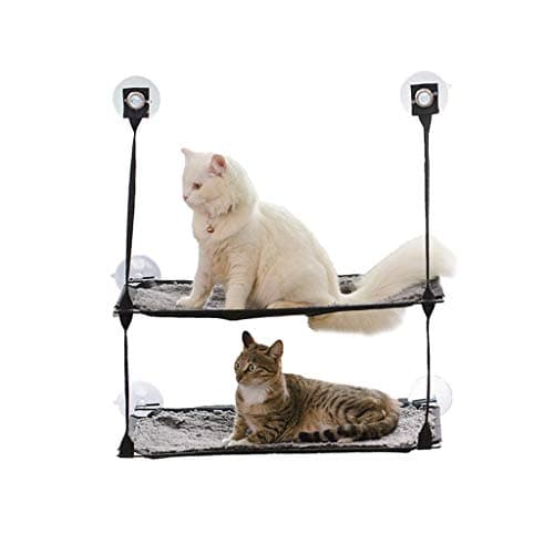 WANGXIAOLIN Cat Hammock, Hanging Bed, Suction Cup, Double Layer, Gray, Sun cat Window, 335828cm, Removable and Washable, Load-Bearing 20kg, Window Installation, Window Hammock