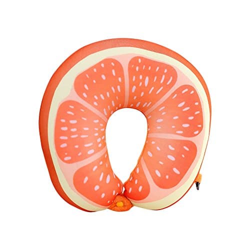 Superi Fruit Microbead Neck Pillow Soft U Shaped Cushion for Airplane Travel Sleeping and Cervical Support Orange