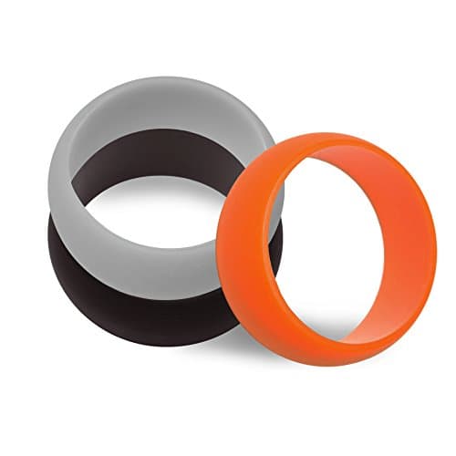 CAJJ Mens Silicone Wedding Ring - 3 Rings Pack - Black, Hazard Orange, Army Green, Cool Grey (10.5 - 11.0 (20.6mm), Hazard Orange, Black, Cool Grey)
