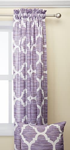 BNF Home Honor Printed Curtain and Pillow Set, 70" x 96", Lavender