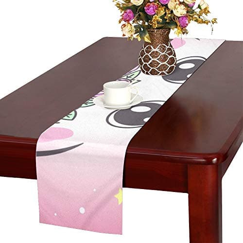 WUTMVING Cute Unicorn Cat Design Posters Tshirts Table Runner, Kitchen Dining Table Runner 16 X 72 Inch for Dinner Parties, Events, Decor