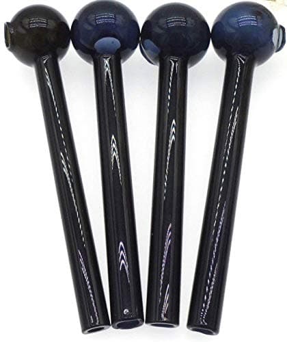 4 Pcs Handcrafted Glass Super Thick Colored Oil Burner 4" Length (Black)