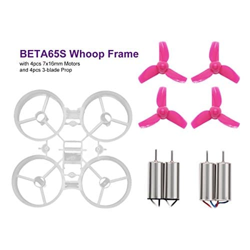 Micro Drone Frame Kit Beta65S Whoop Frame with 4pcs 7x16mm 17500KV Motor 4pcs 3-blade 31mm Propeller Pink for Eachine e011 Beta65S JJRC H67 etc