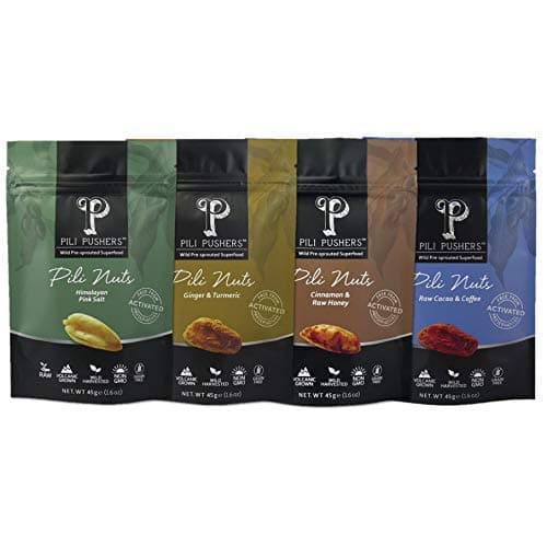 Pili Pushers' Activated Pili Nuts 45g 1.59oz (Pack of 4) (Mixed Flavors)