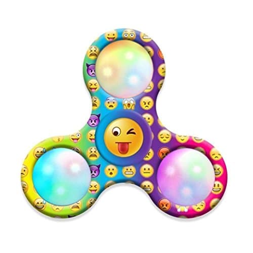 Fidget Spinner Emoji LED Light Triangle Single Finger Anti-Anxiety 360 Spinner Helps Focusing Fidget Toys High Performance Fast Shipping For Killing Time, Helping Relieve Stress (emoji)