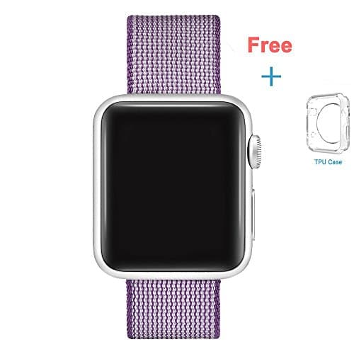 Nylon Apple Watch Band 38mm, Fabric Wrist Strap Replacement Band with Classic Square Stainless Steel Buckle for Apple Watch iWatch Series 1 / 2 / 3,Sport & Edition (Modena, 38mm)