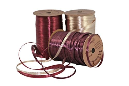 Raffia Gift Wrap Ribbon Bundle (Pearlized Burgundy/Wine/Ivory)