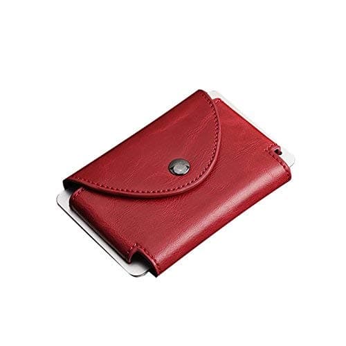 sciuU Credit Card Holder, Multi-Purpose Aluminum Alloy Case Wallet Billfold Pockets with Exterior of PU Leather, for Men and Women, Red