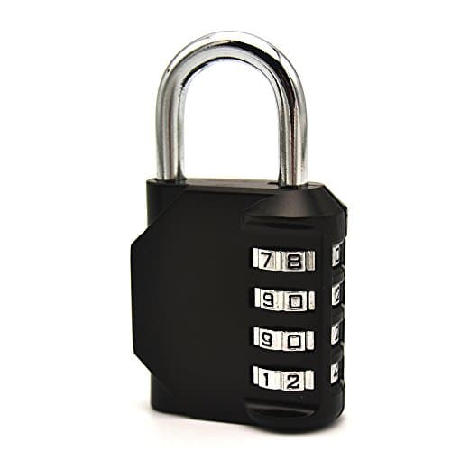Kunbao Combination Lock 3-inch Gym Lock with 4 Digit Padlock Made of Zinc Alloy (black)