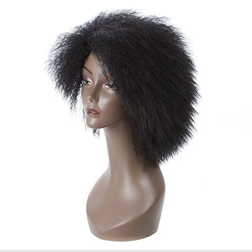LMY Short Pixie Cut Afro Kinky Curly Synthetic Wigs With Bangs For Black Women Natural Black/Red African American Hair Wigs (black)