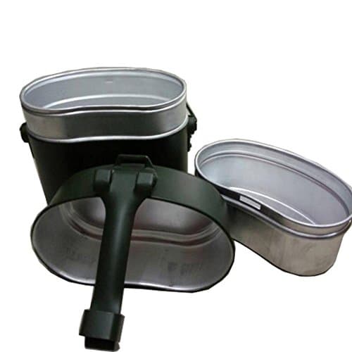 Sue Supply Heatable Outdoors Three-Piece Aluminum Camping Lunch Box Camping Picnic Army Mess Kit Lunch Box Canteen Kettle Pot Military Canteen Food Cup Bowl Vintage Style