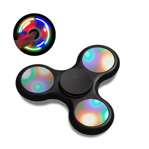 Fidget Spinner Toy,DayToys Stress Reducer Ceramic Bearing With Replaceable Battery Flickering Light- Perfect For ADD, ADHD, Anxiety, and Autism Adult Children (Black-01)