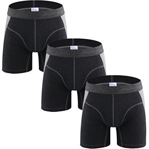 thy Cotton Men's comfortable cotton movement long boxers 3Pack,(3 Black,X-Large)